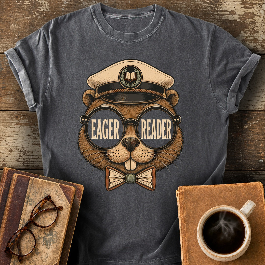 Eager Reader Beaver Tee - pepper shirt mockup